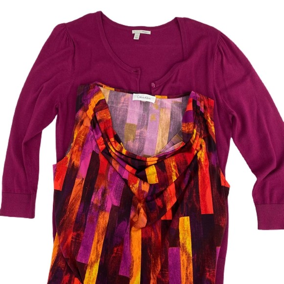 Halogen Womens Top Cardigan Combo Size Small Lot of 2 Purple Orange Sleeveless - Picture 3 of 9